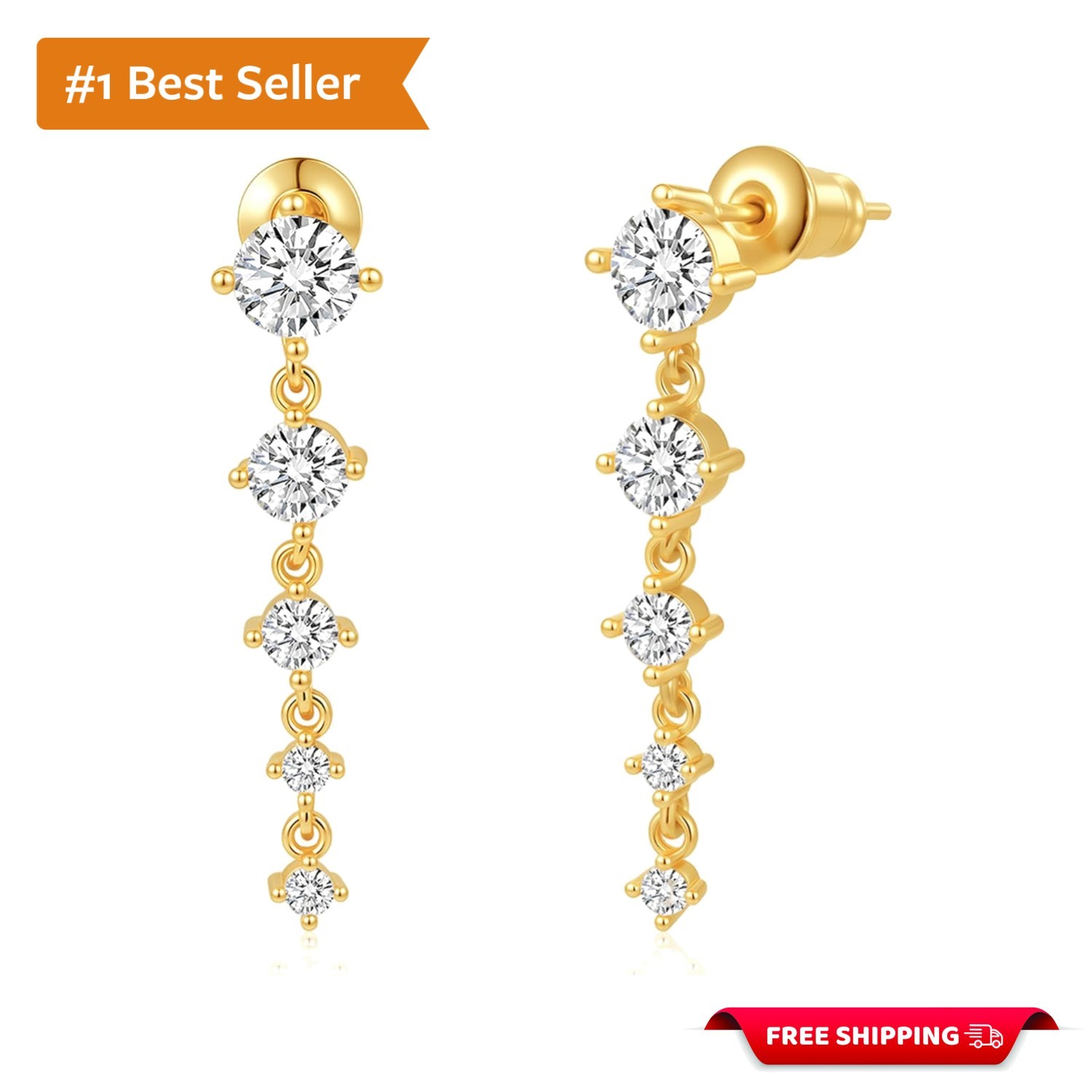 Hypoallergenic Gold Plated Dangle Hoop Earrings – Perfect Gift for Any Occasion