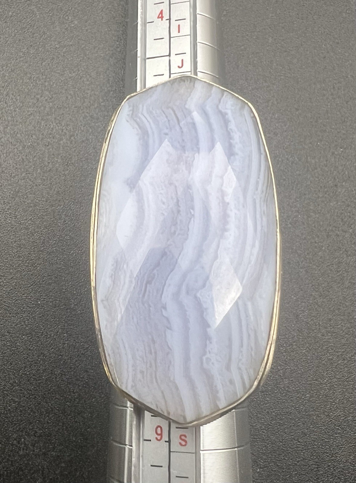 .925 Sterling Silver Blue Lace Agate Ring Size 7