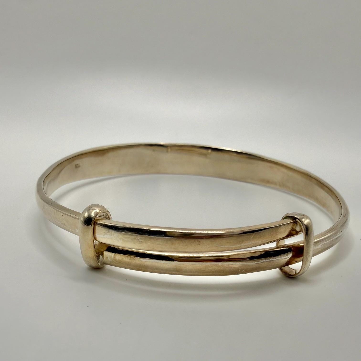 Chinese 925 Sterling Silver Adjustable Engraved Bangle Bracelet