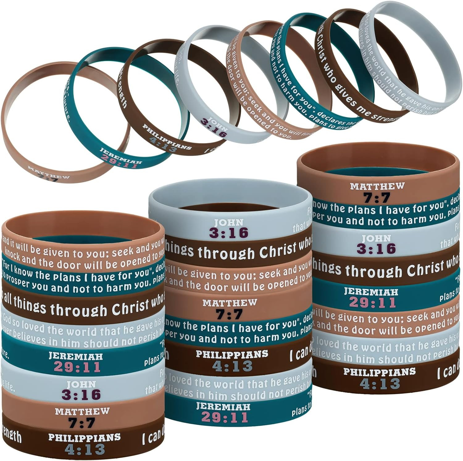 32 Pcs Bible Verse Bracelets Christian Scripture Silicone Wristbands Religious J