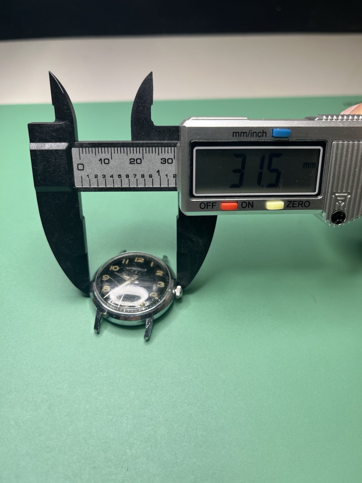 Caravelle 11DP Manual 17 Jewels Black Dial Stainless 31.5mm. Movement Serviced