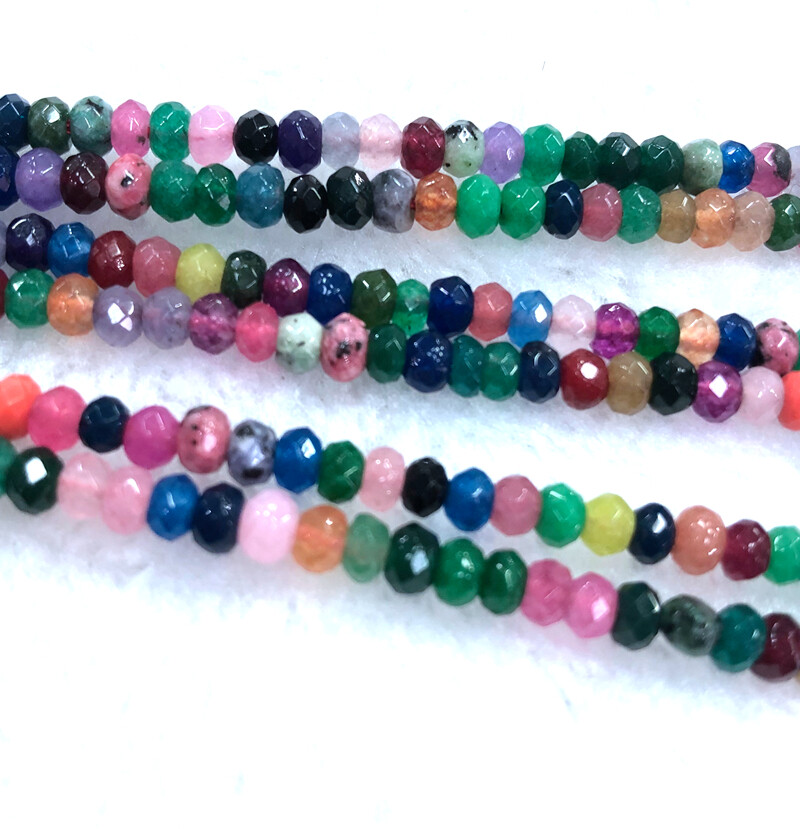 LOT 10pcs 2x4mm Multicolor Faceted abacus Jade Roundelle Gemstone Loose Bead 14″