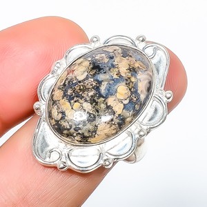 Natural Ocean Jasper – Madagascar Gemstone 925 Silver Plated Ring s.9 TR508-54