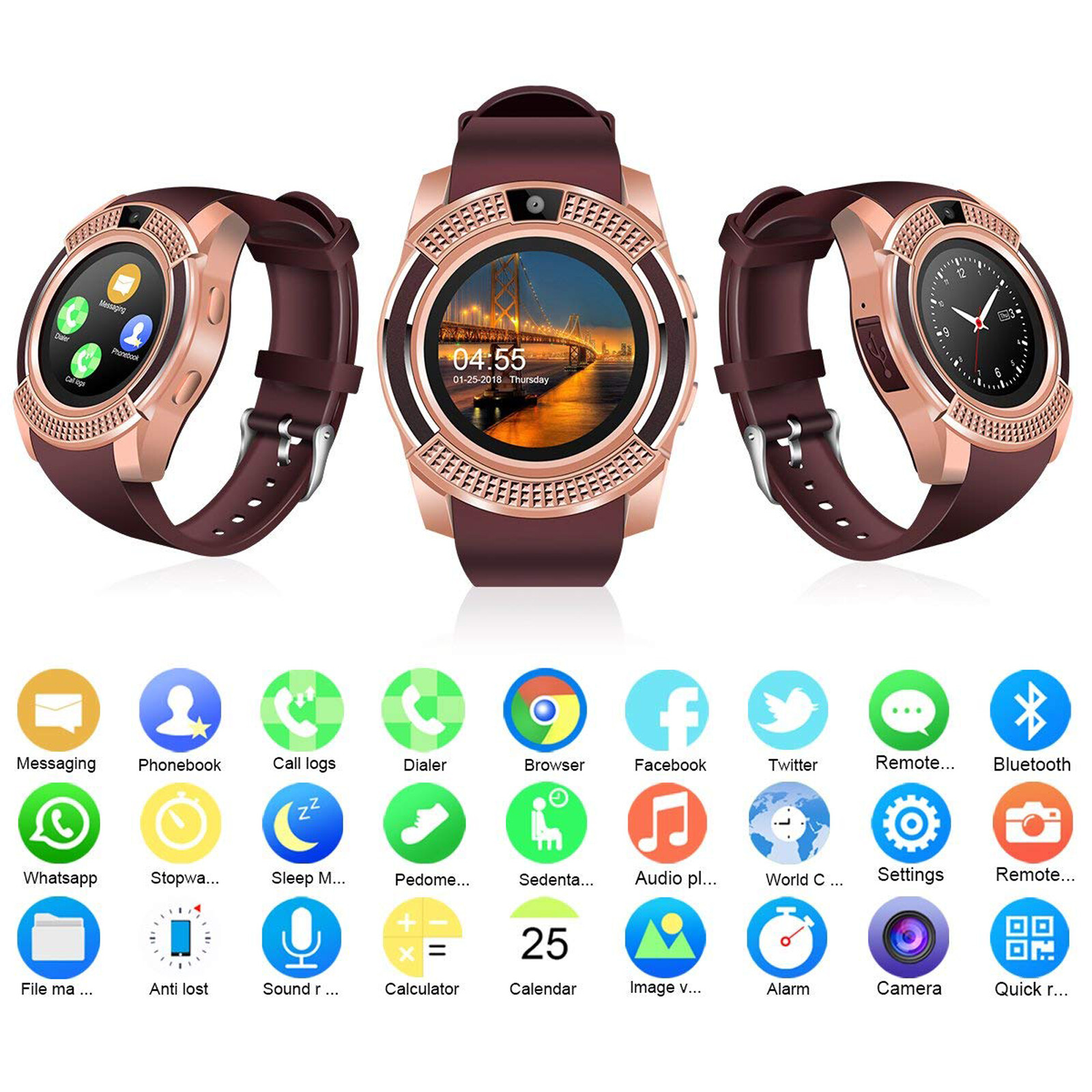 Sport Smart Watch Touch Screen Smartwatch Fitness Tracker Steps Count Pedometer