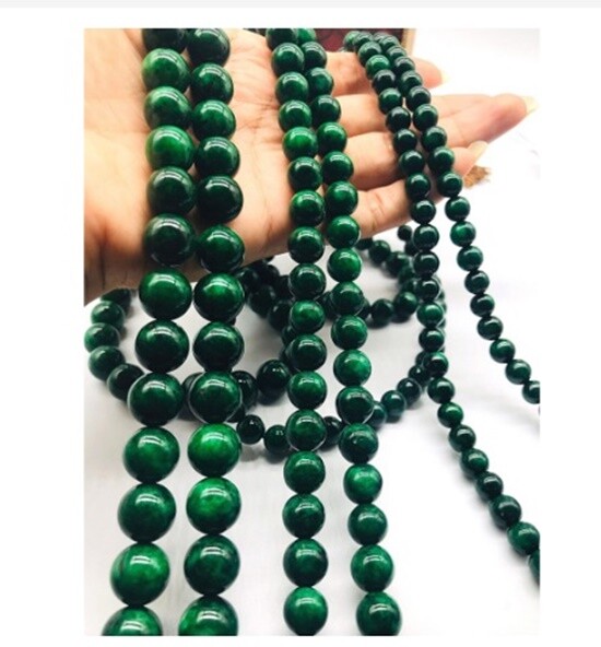 Maw Sit sit jade stone beads dark green size 8-12 mm 108 beads from Myanmar