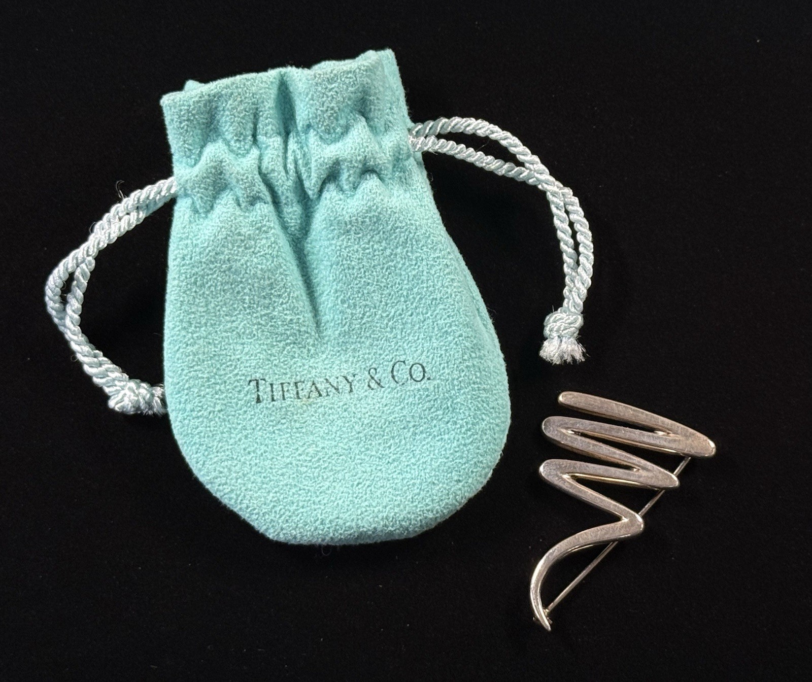 Paloma Picasso Tiffany & Co .925 Zig Zag Pin Brooch W/Bag Item #490