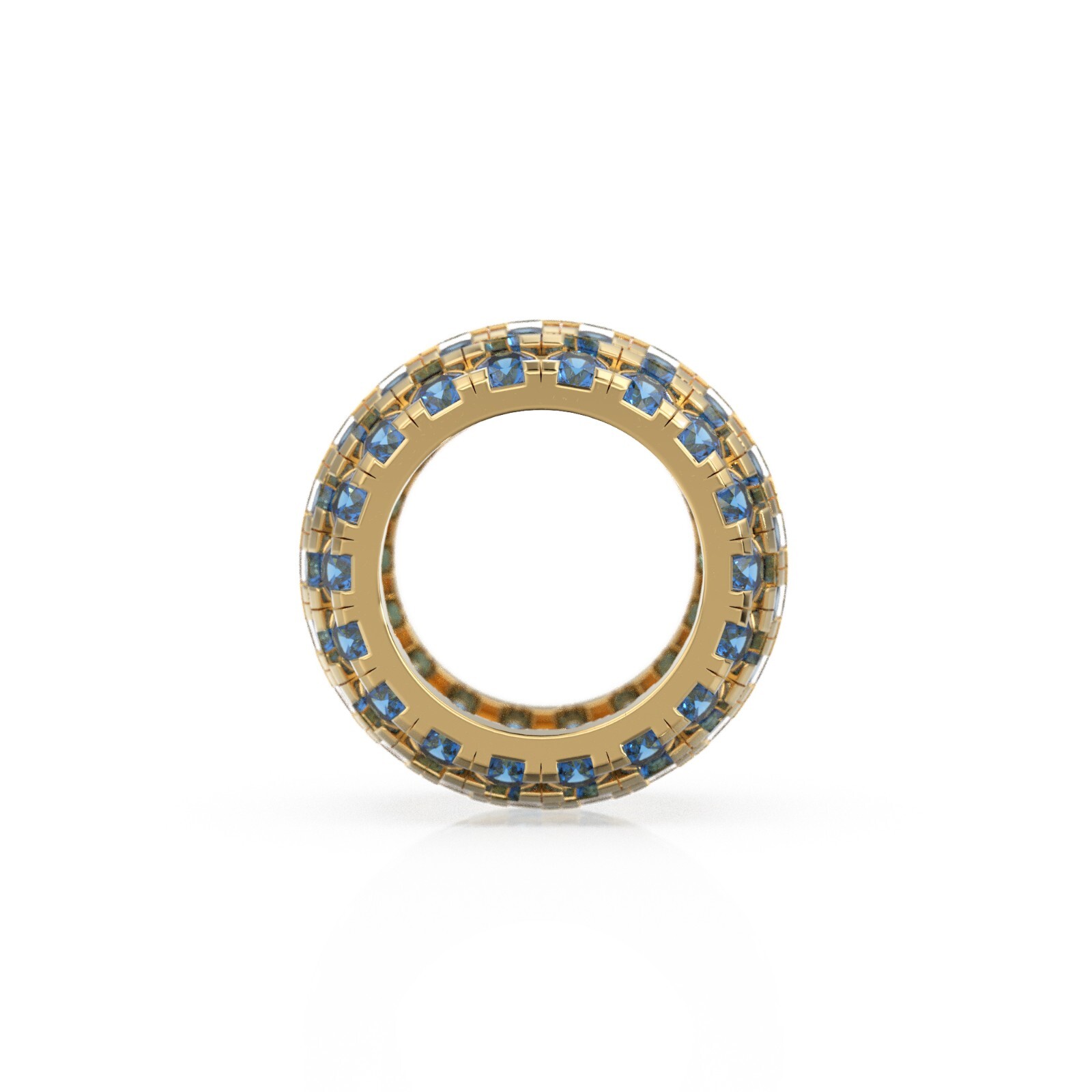 Large 14K Solid Gold Blue Sapphire Rondels Bead Spacer Enhancer Charm Finding
