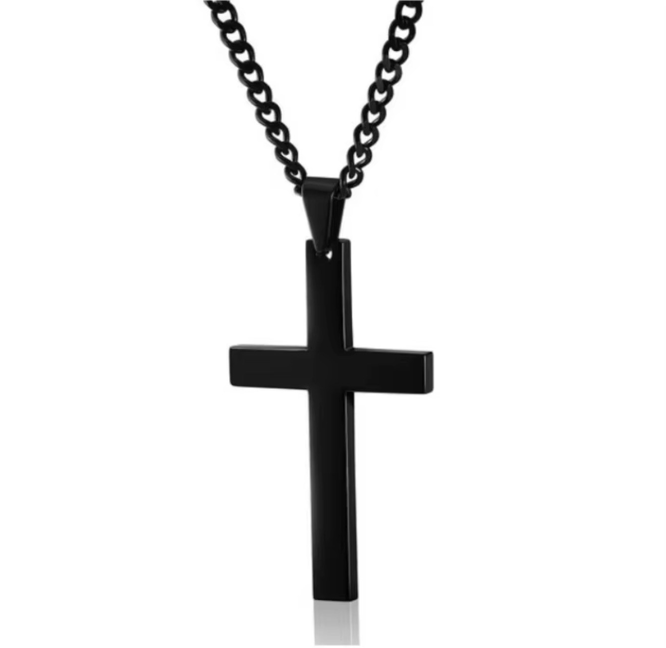 Stainless Steel Cross Necklace 3-Pack Gold Silver Black Unisex Neckless Set