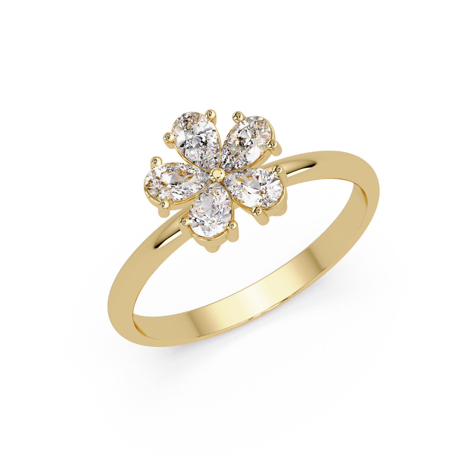 0.50 CTW Pear Lab Grown Diamond Floral Wedding Ring 925 Sterling Silver DEF VVS