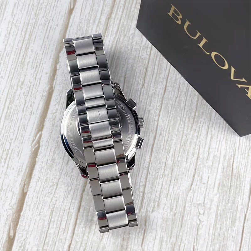 Bulova Wilton 96B288 Black Dial Men’s Chronograph Quartz New Watch 46mm Steel
