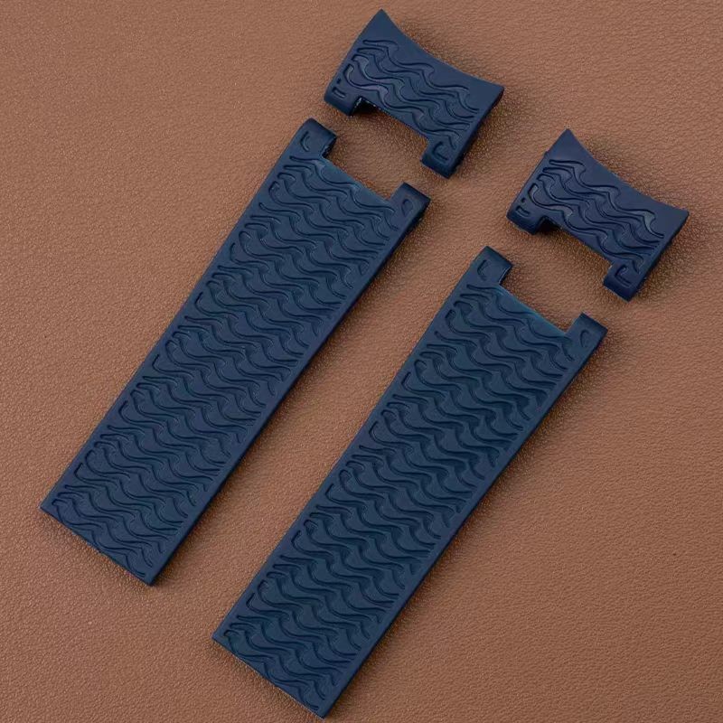 22mm Black Blue Browm Rubber WatchBand for ULYSSE NARDIN Maxi Marine Metal Piece