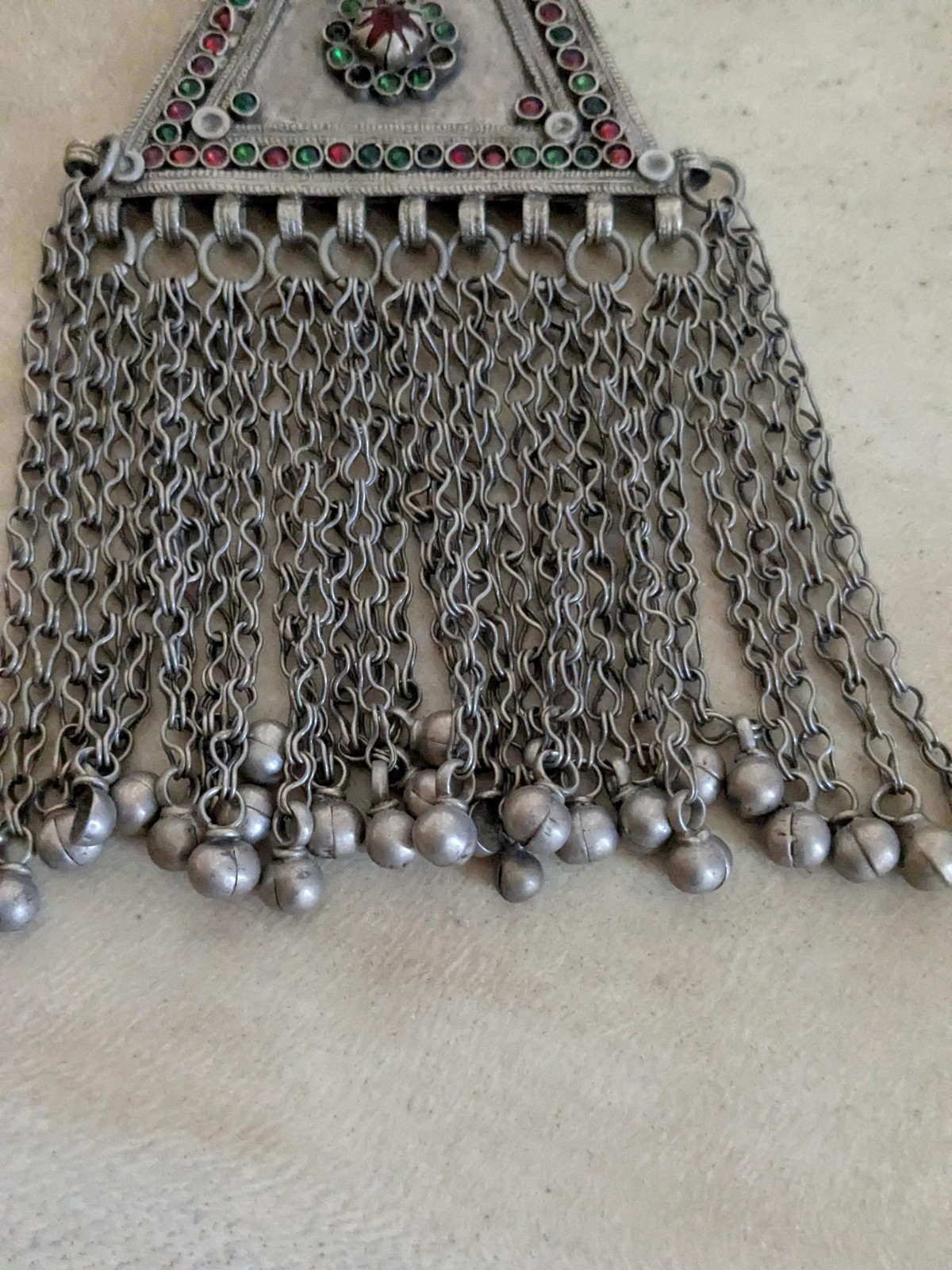 Vintage Tribal Jewelry Pendant Waziri Ethnic Adornment Jingling Dangles (19103)