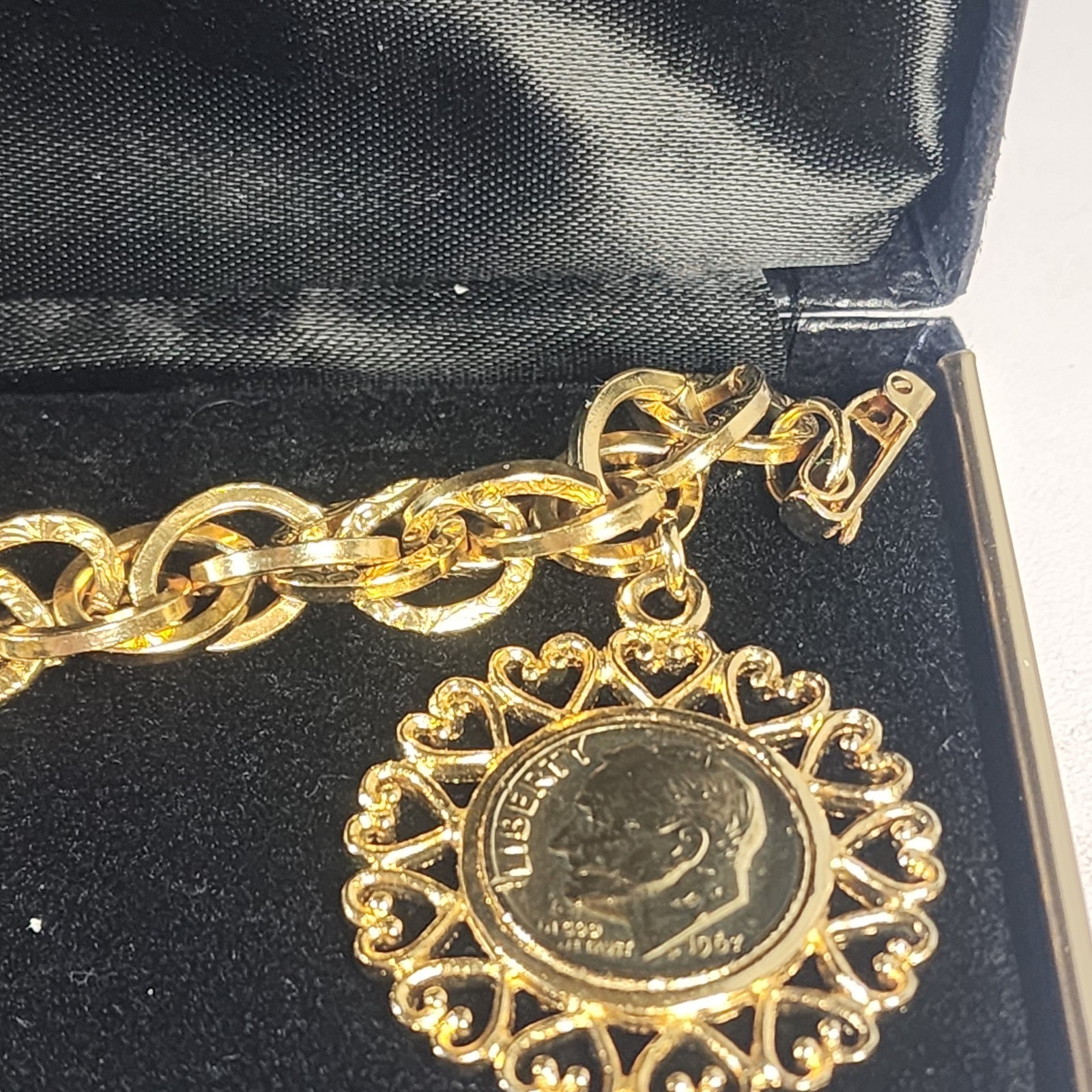 Vintage US Mint Collectors Edition Fountain Of Coins Bracelet 24k HGE 6″ W Box