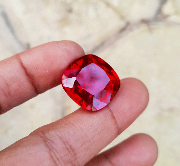 36.12 Ct GIE Certified Unheated Myanmar Red Ruby Cushion Cut Loose Gemstone