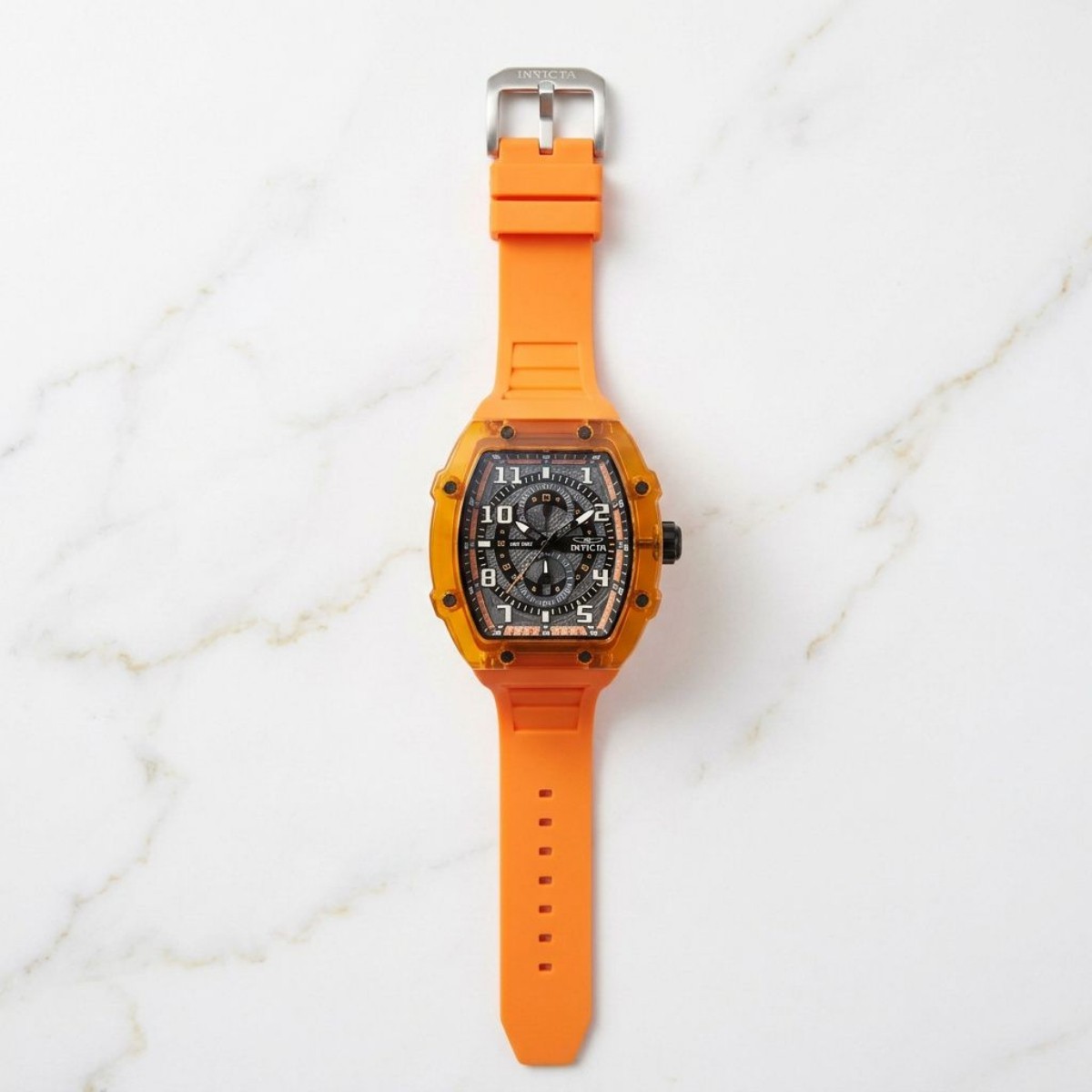 Invicta Sport Racing Men 48.5mm Tonneau Orange Black Dial Quartz Watch IN-48718