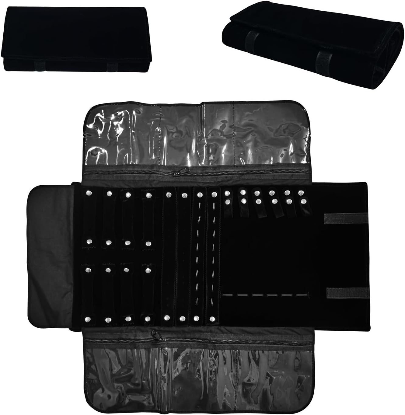 Velvet Travel Jewelry Case Roll Bag Organizer for Necklace Bracelet Earrings …