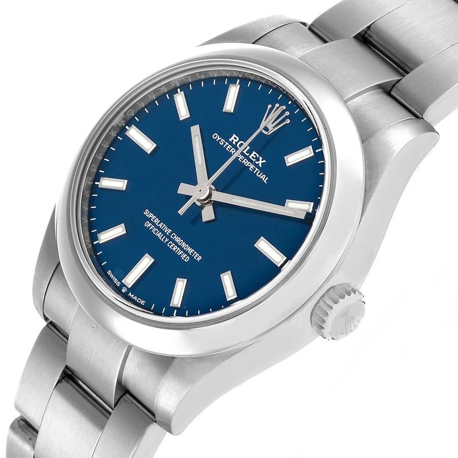 Rolex Oyster Perpetual 277200 Blue Baton Dial Oyster Steel 31mm Women’s Watch