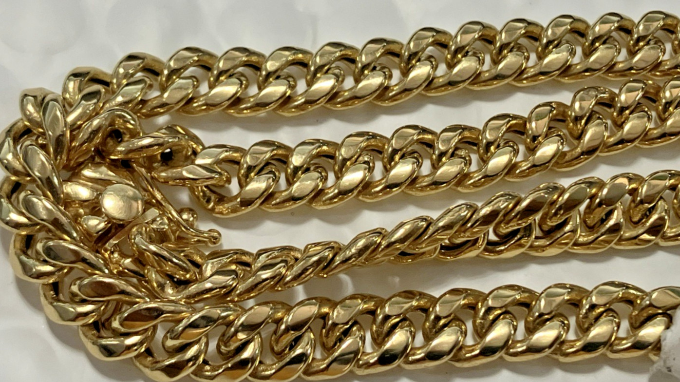 10kt Real Gold Cuban Link Chain Semi-Solid 35.6grams 7.5mm 24” GND Brand NWT 10K