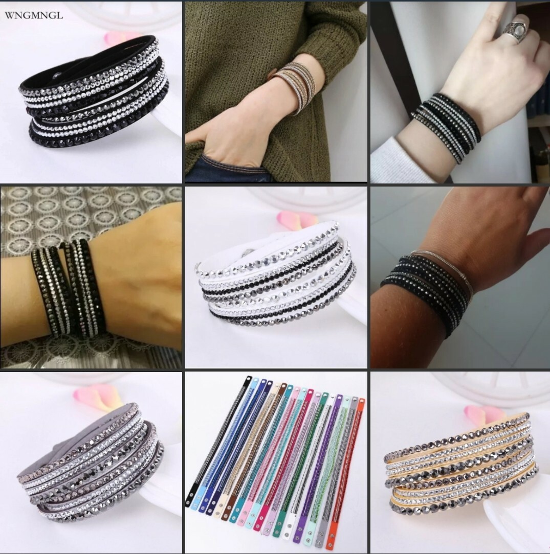 Fashion Jewelry Rhinestone Crystal Wrap Multi Layer Women’s Bracelets 38-2