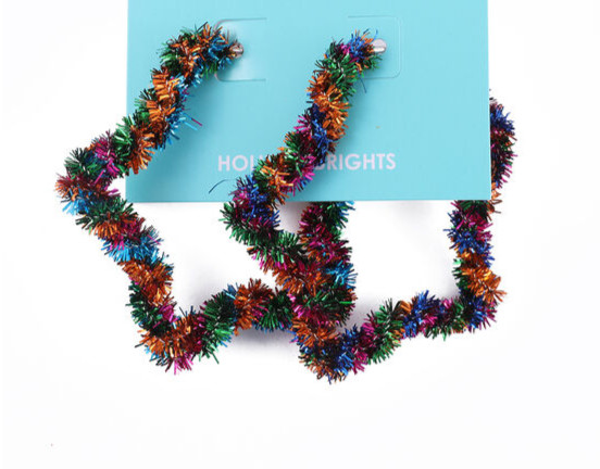 Christmas Holiday Brights Tinsel Star Earrings