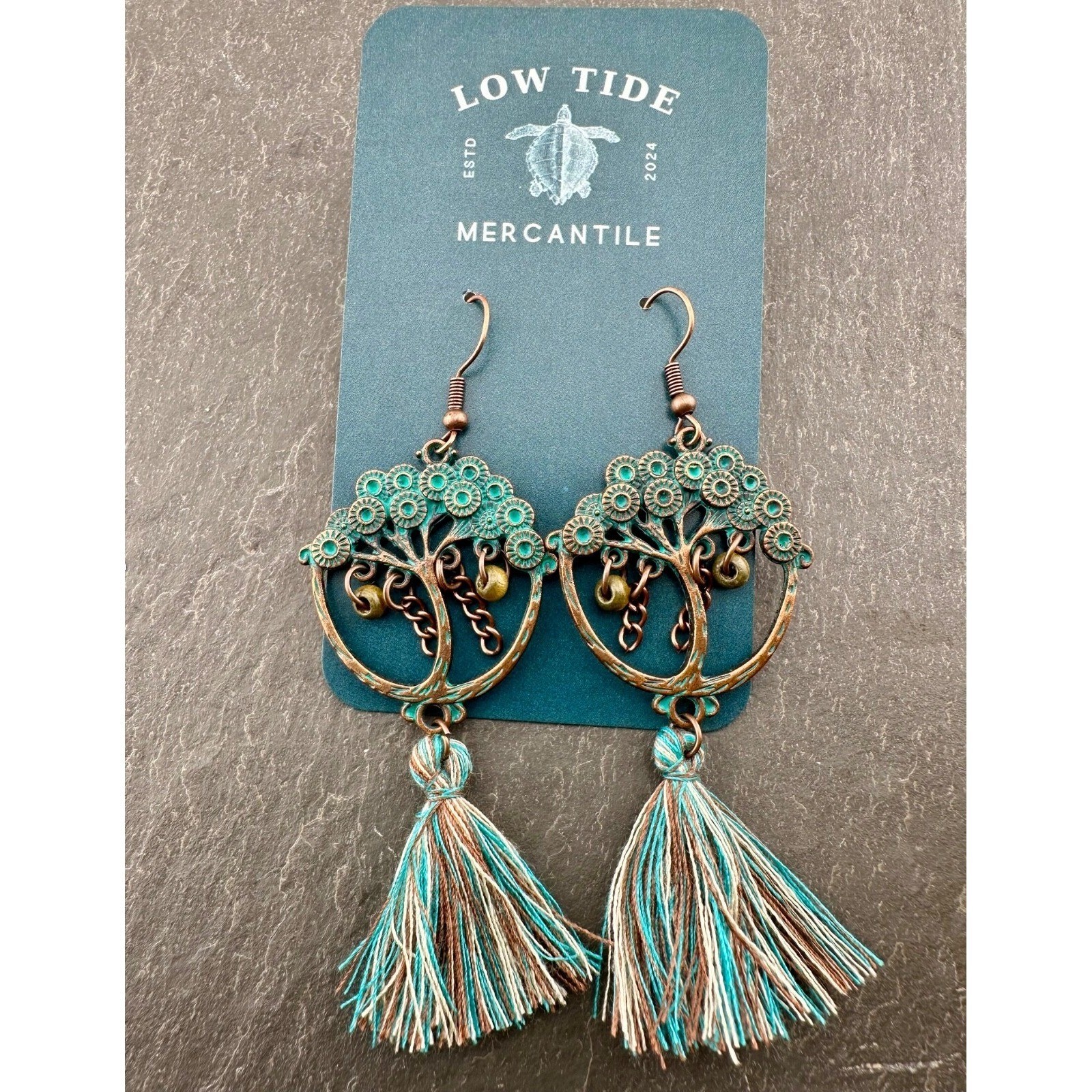 Tree of Life Tassel Earrings Copper Alloy Bohemian NEW