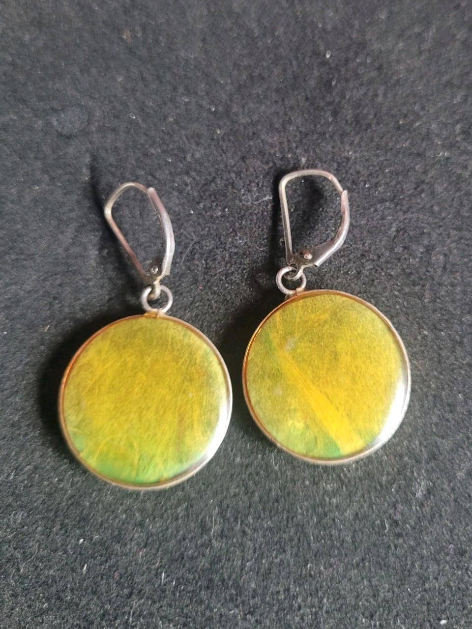 Beautiful Vintage Sterling Earrings Dried Flowers in Resin with french hook