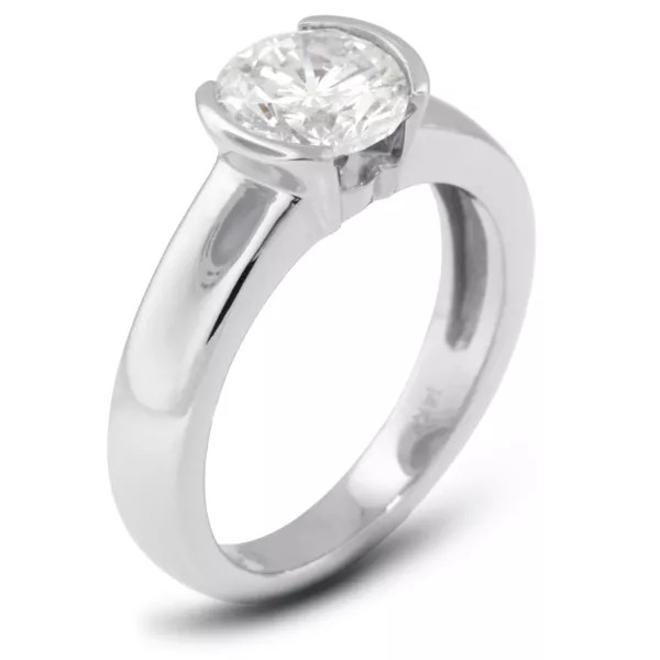 Solitaire Engagement Ring 14K Gold Classic Round 0.57 CT Lab-Grown Diamond E VS1