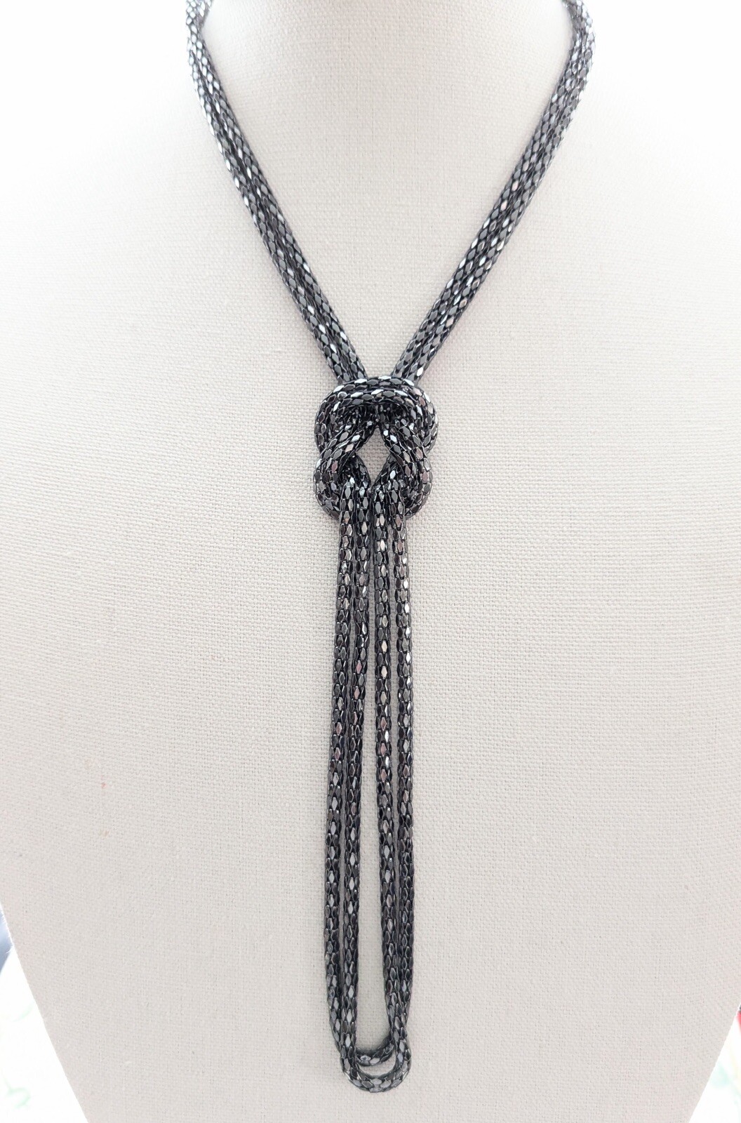 Vintage Mesh Chain Sautoir Necklace Long Flapper Statement Jewelry 31”