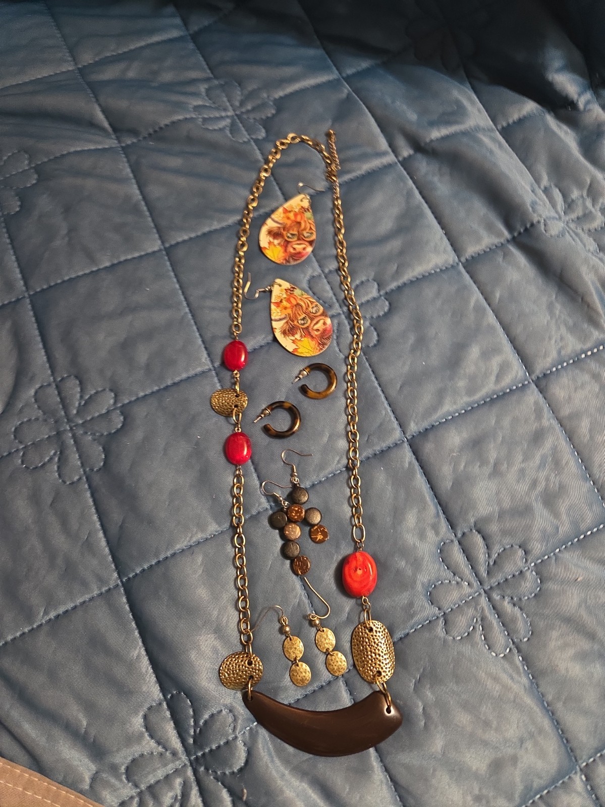 Necklace And 4 Earrings