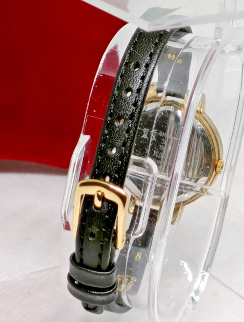 CONSTANT Women’s Gold Tone Black Leather Strap Quartz Watch – Working