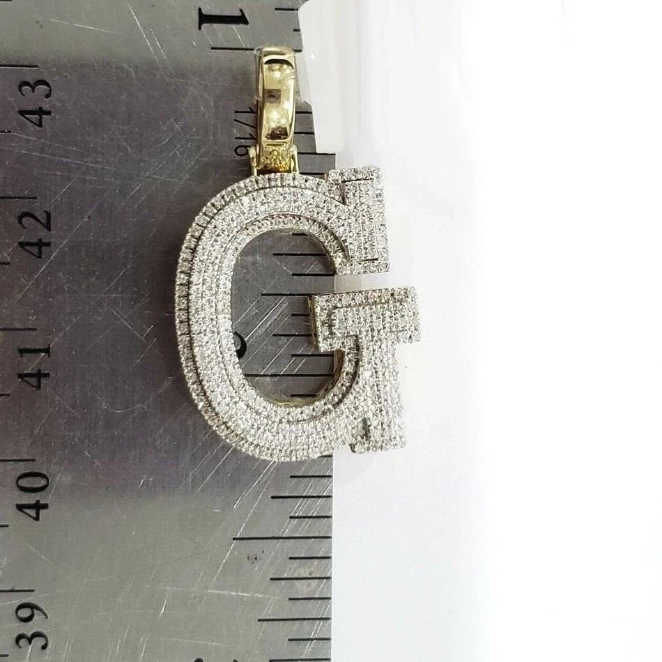 1.50Ct Lab Created Diamond Initial Letter “G” Customize Pendant Sterling Silver