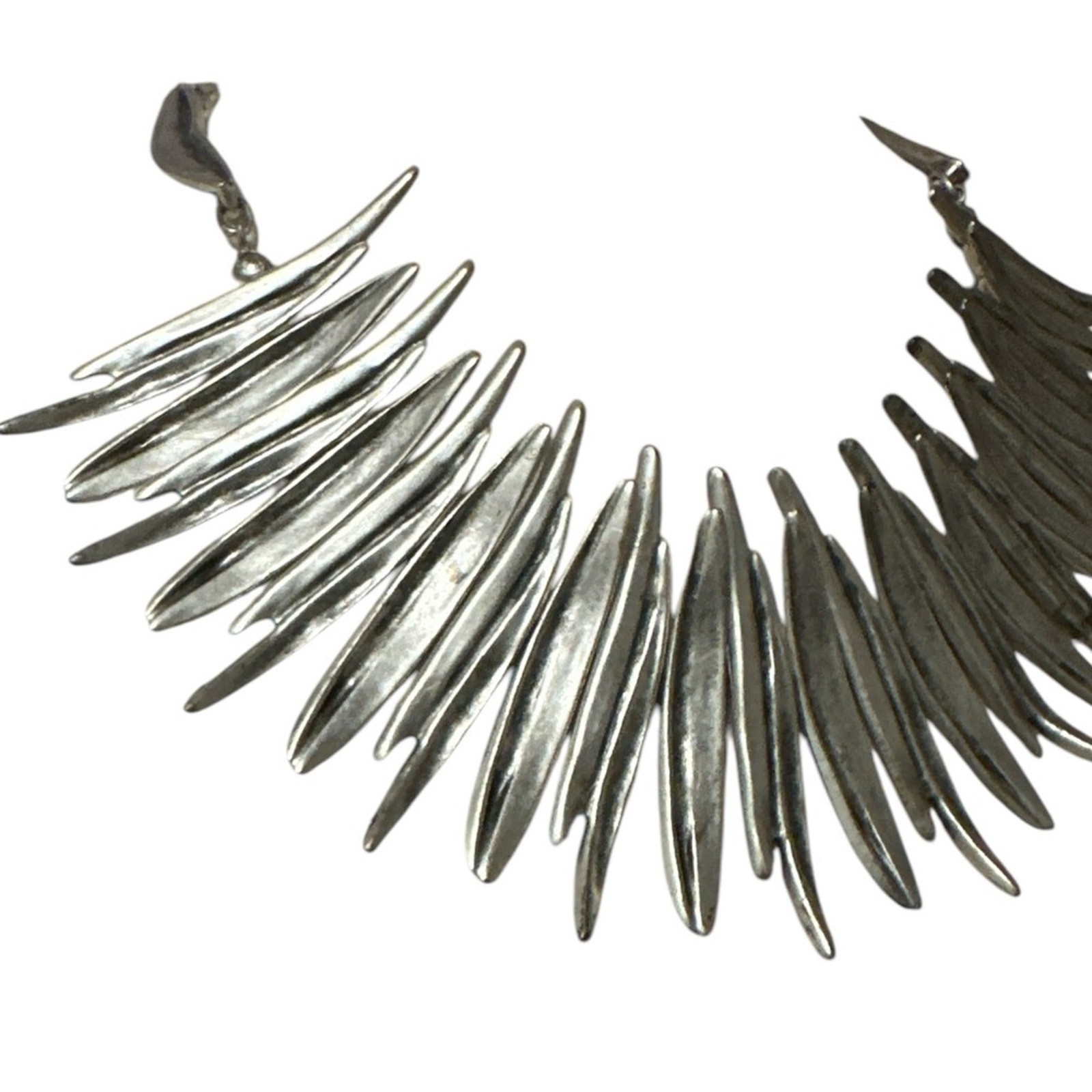 ZeyZey Silver plated Zinc Statement Necklace – Bold Abstract Zinc Metal Collar