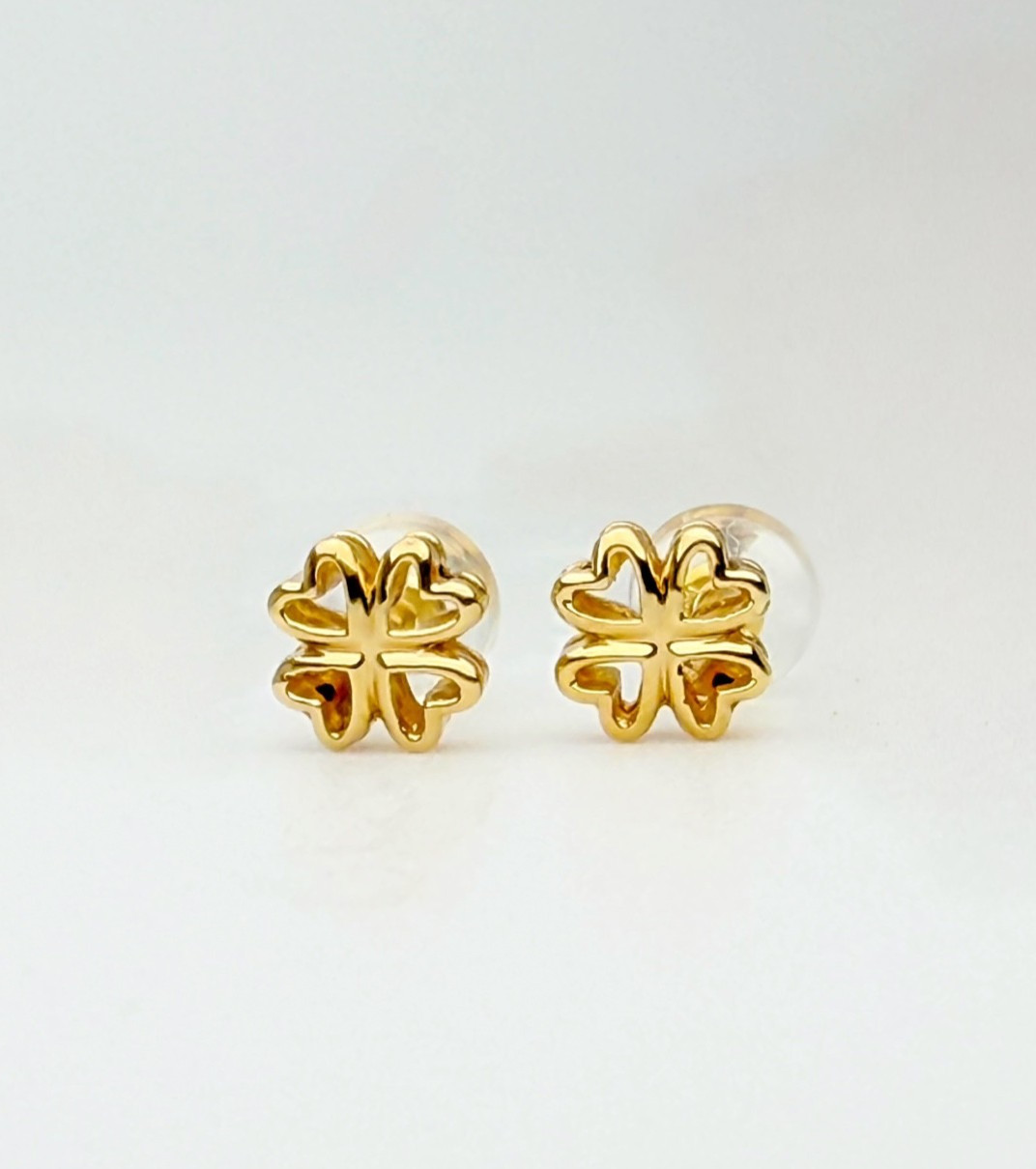 18K Solid Gold Clover Stud Earrings | 5.4mm | Minimalist Earrings