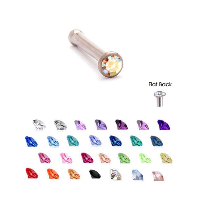 Surgical Steel Nose Bone Stud Ring 1.5mm Micro Gem 18G