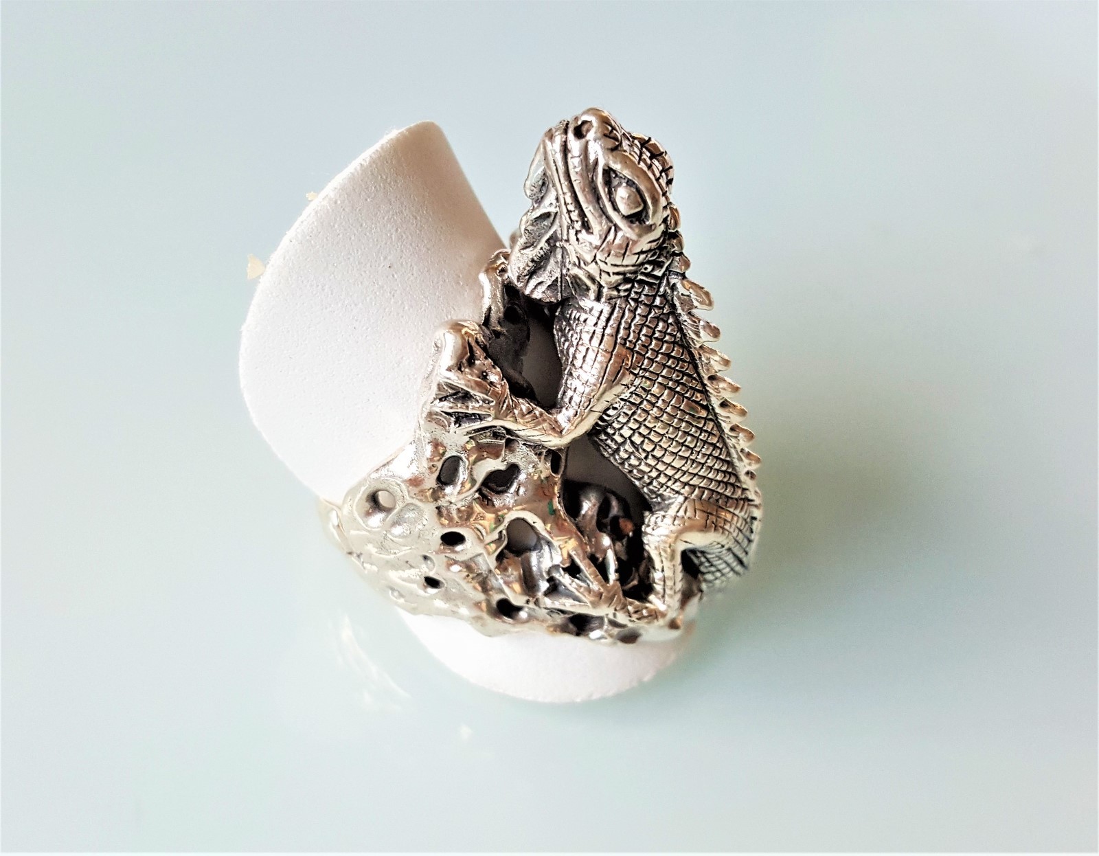 Iguana Lizard Ring STERLING SILVER 925 Handmade Exclusive Design Adjustable Size