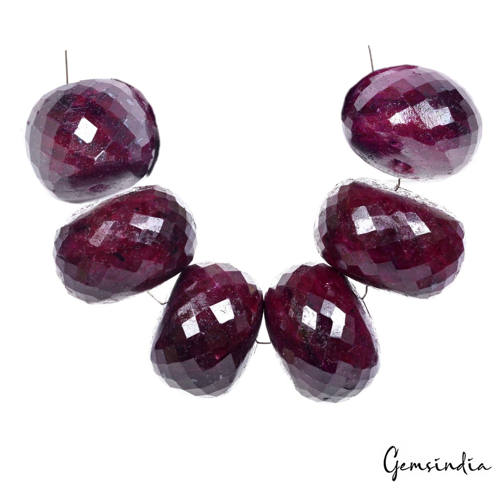 25-29mm Natural Dark Red Ruby Beads AAA Round Checker Cut Loose Gems Lot 1100 Ct
