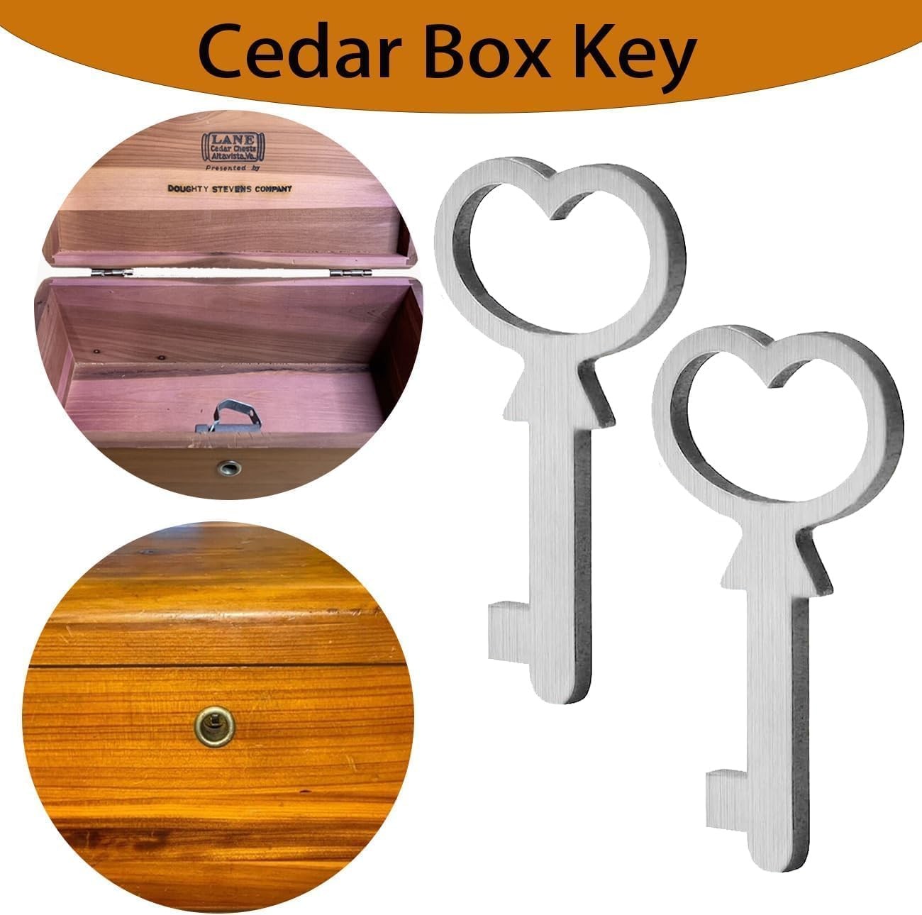 2 Pck Cedar Box Key for Lane Mini Keepsake Boxes with Locks & Jewelry Box Key
