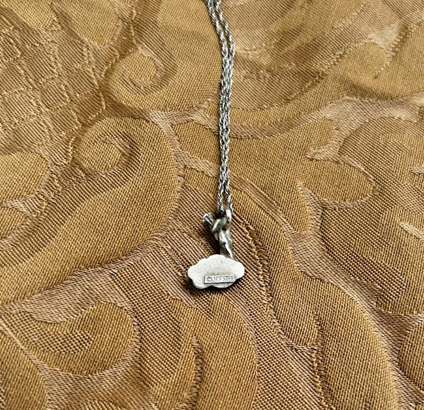 Vintage JCF Sterling Silver Tuesday Child Pendant Necklace Original Chain