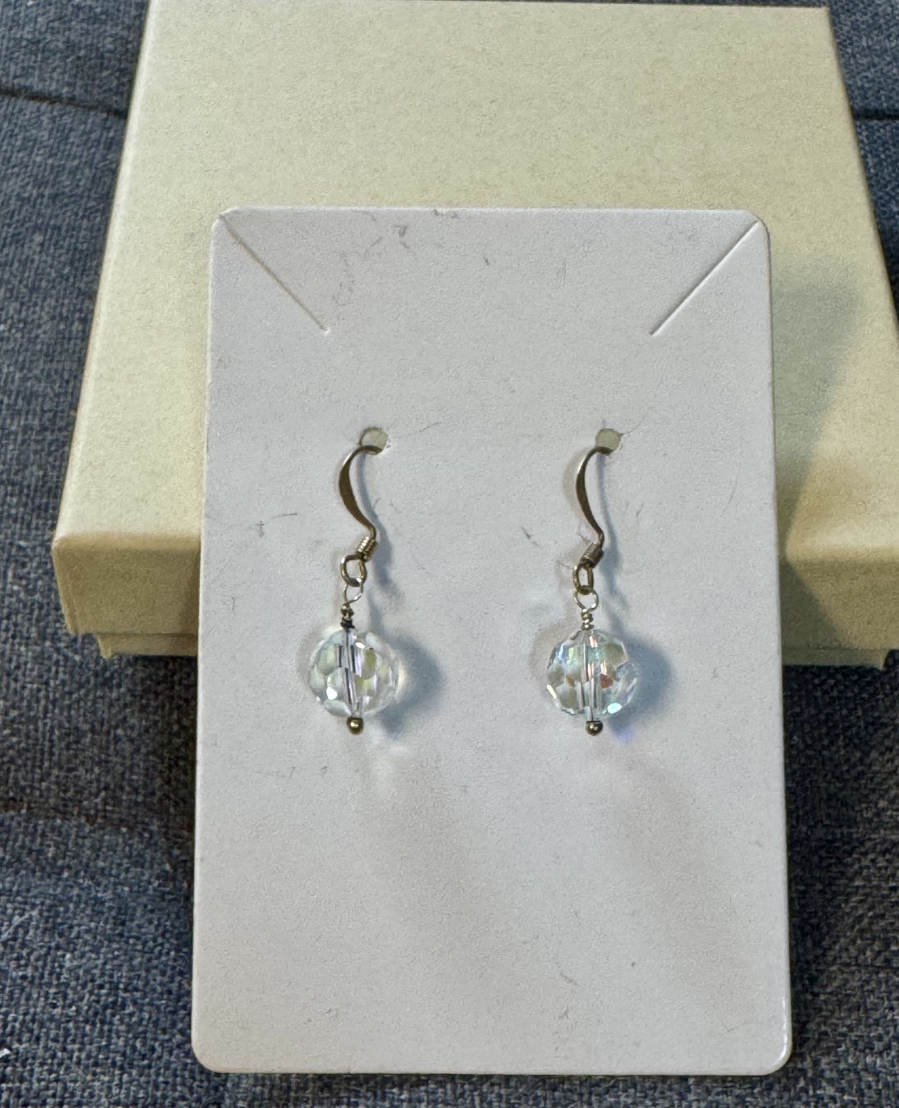 Handcrafted Earrings USA Artist Sterling Silver earwires Clear Antique crystals