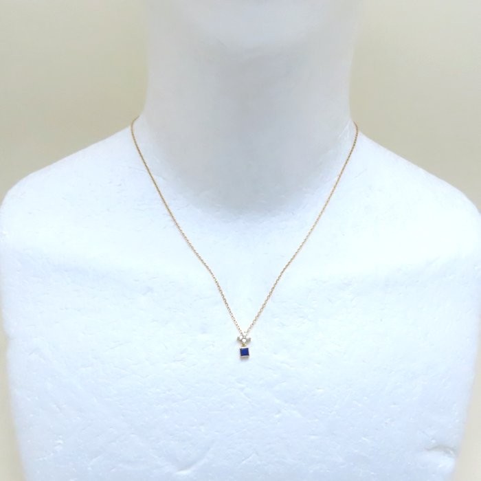 TASAKI 18K Yellow Gold Necklace Lapis Lazuli Diamond 0.09ct /294633