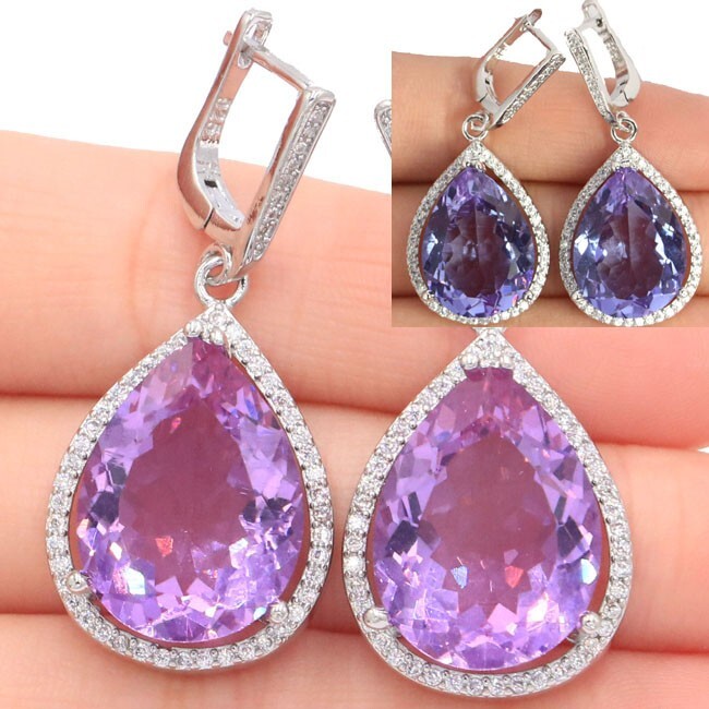 Buy 4 Get 1 Free 16g Kunzite Tourmaline Alexandrite Topaz CZ Silver Earrings