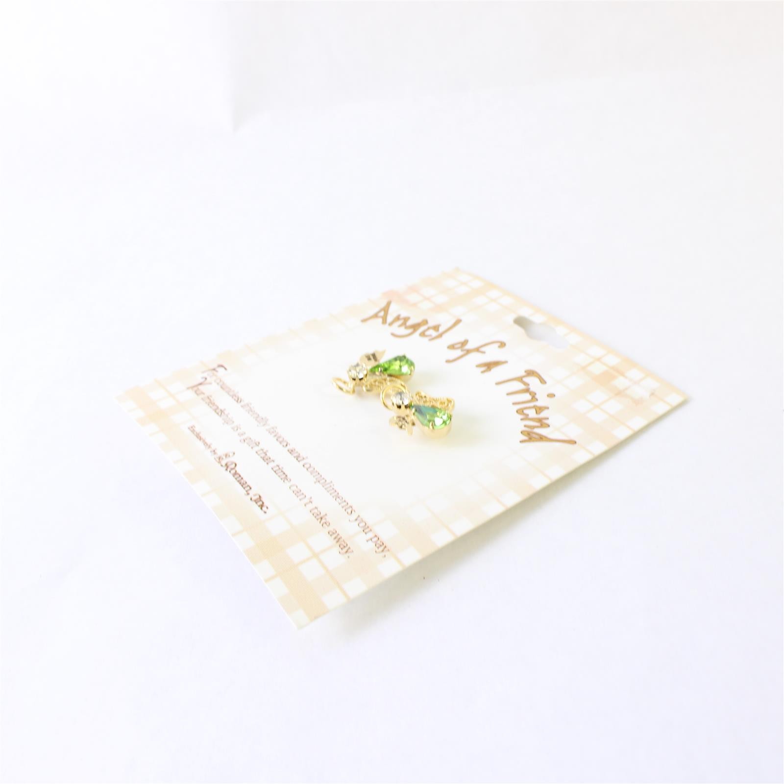 Roman Inc Angel of a Friend 2-Pin Set Green Stone NWT
