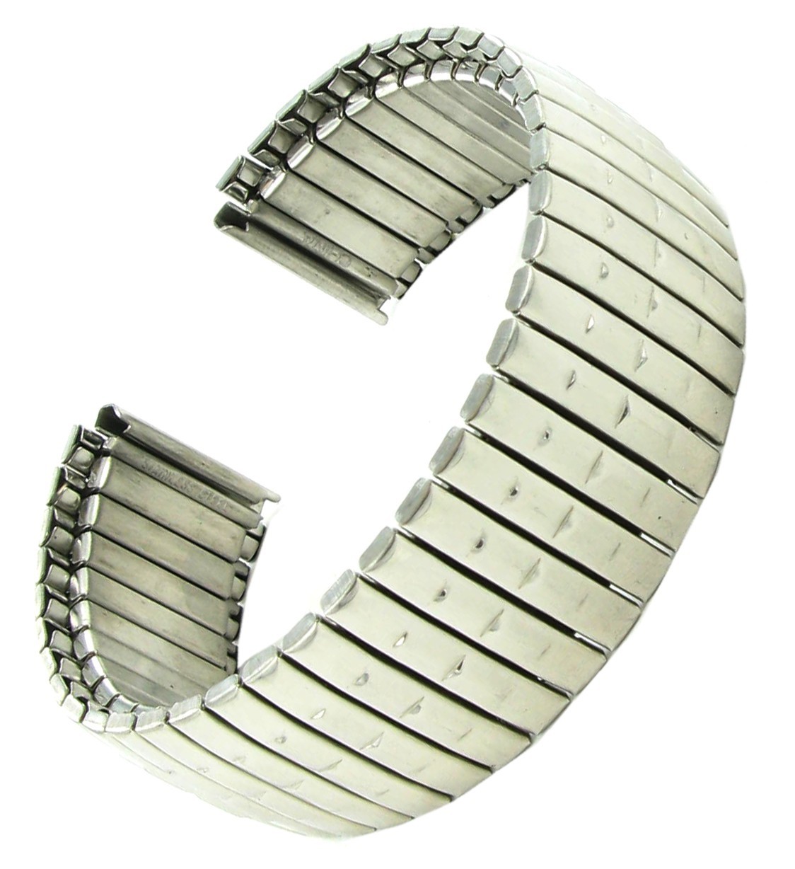 18mm Hirsch Twist-O-Flex Silver Tone Stainless Steel Mens Watch Band 885
