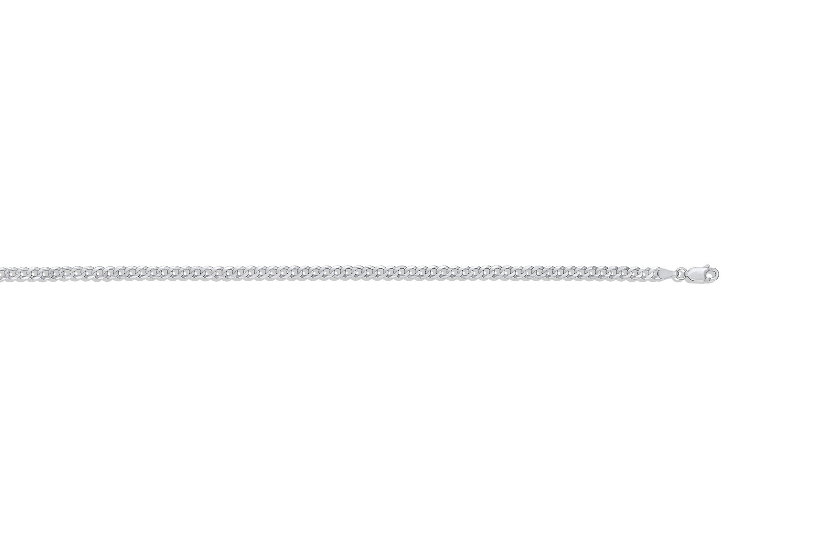 14k solid white gold curb link 16″inch 3.8 mm 5.4 grams