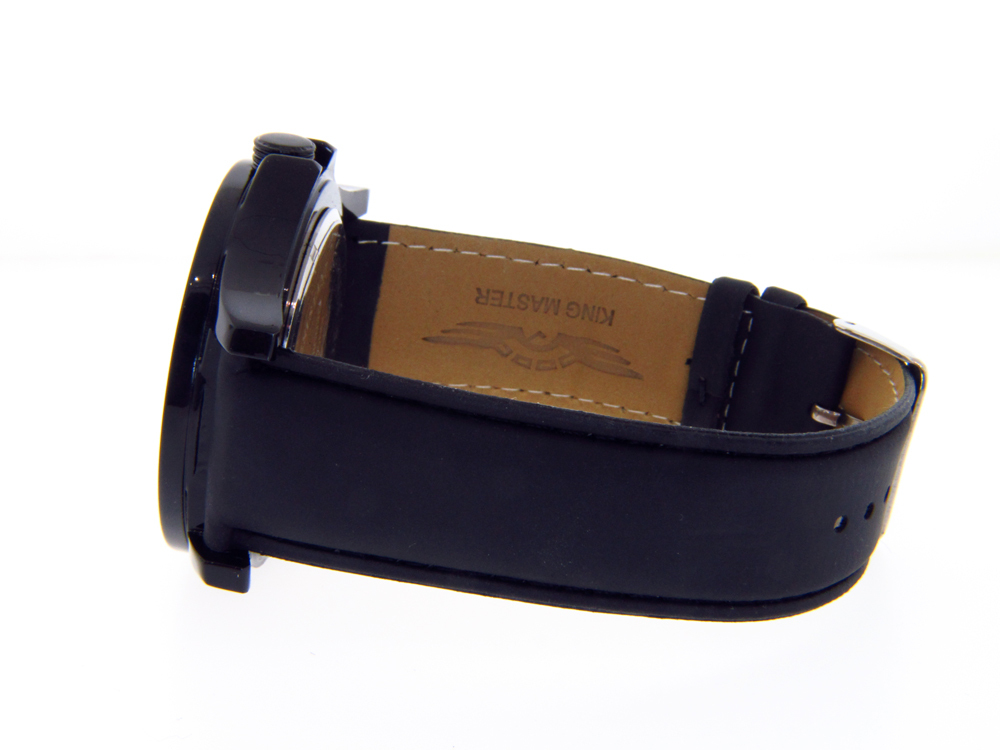 KING MASTER DIAMOND WATCH BLACK FACE LARGE BLACK CASE BAND SUPER TECHNO JOJINO