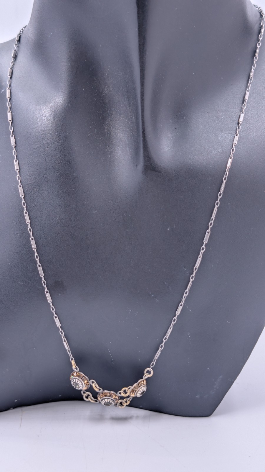 Vintage LIZ PALACIOS S.F Swarovski Crystal Flower Necklace 16”L