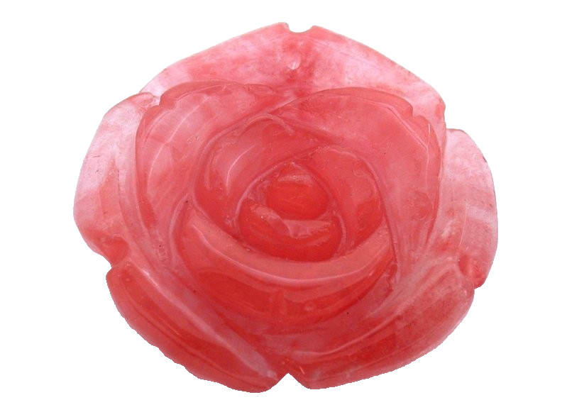 1 4/5 x 1/2 Inch Carved Cherry Quartz Rose Flower Carving Gemstone Gem EC4/21626