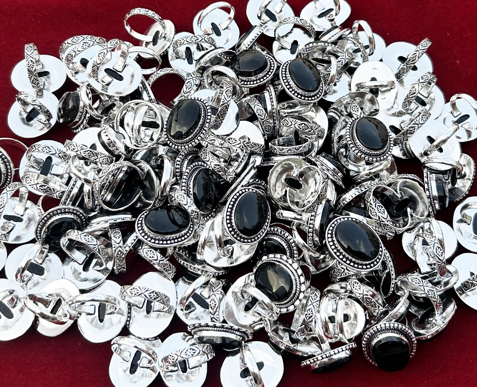 Wholesale Lot Black Onyx Gemstone Handmade Rings Jewelry For women