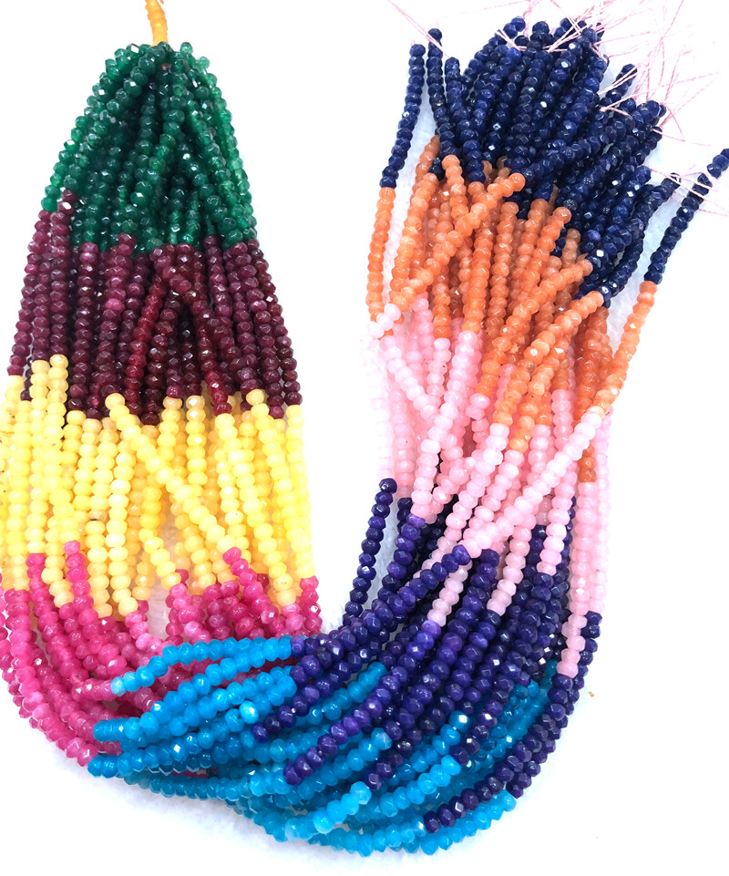 LOT 10pcs 2x4mm 9 color Faceted abacus Jade Roundelle Gemstone Loose Beads 14″