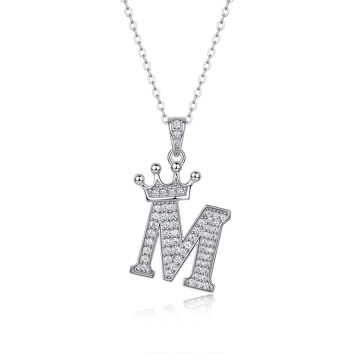 D Color Moissanite 26 Letter Pendant Necklace 925 Sterling Silver Pass Tester